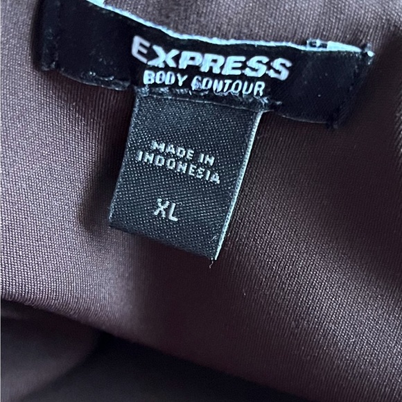 Express bodysuit body contour crew neck long sleeve dark brown extra large - Picture 6 of 8